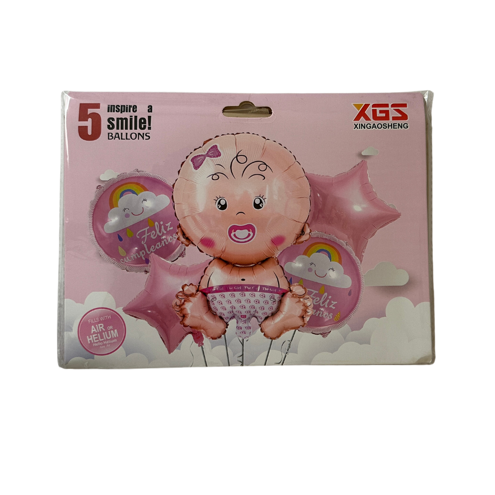 Globos cumpleaños 5 globos - Niña