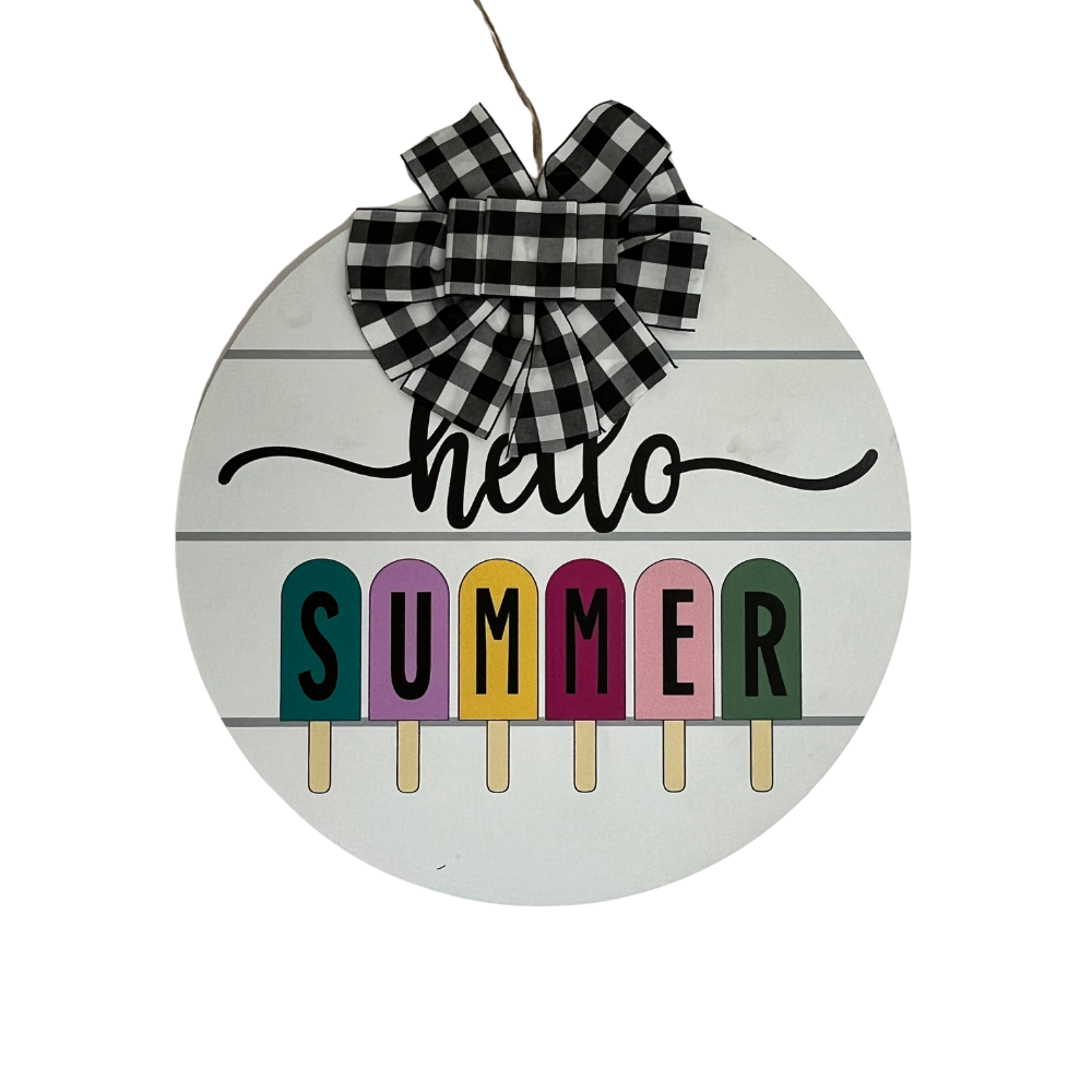 Rótulo "Hello Summer" negro y colores - helados