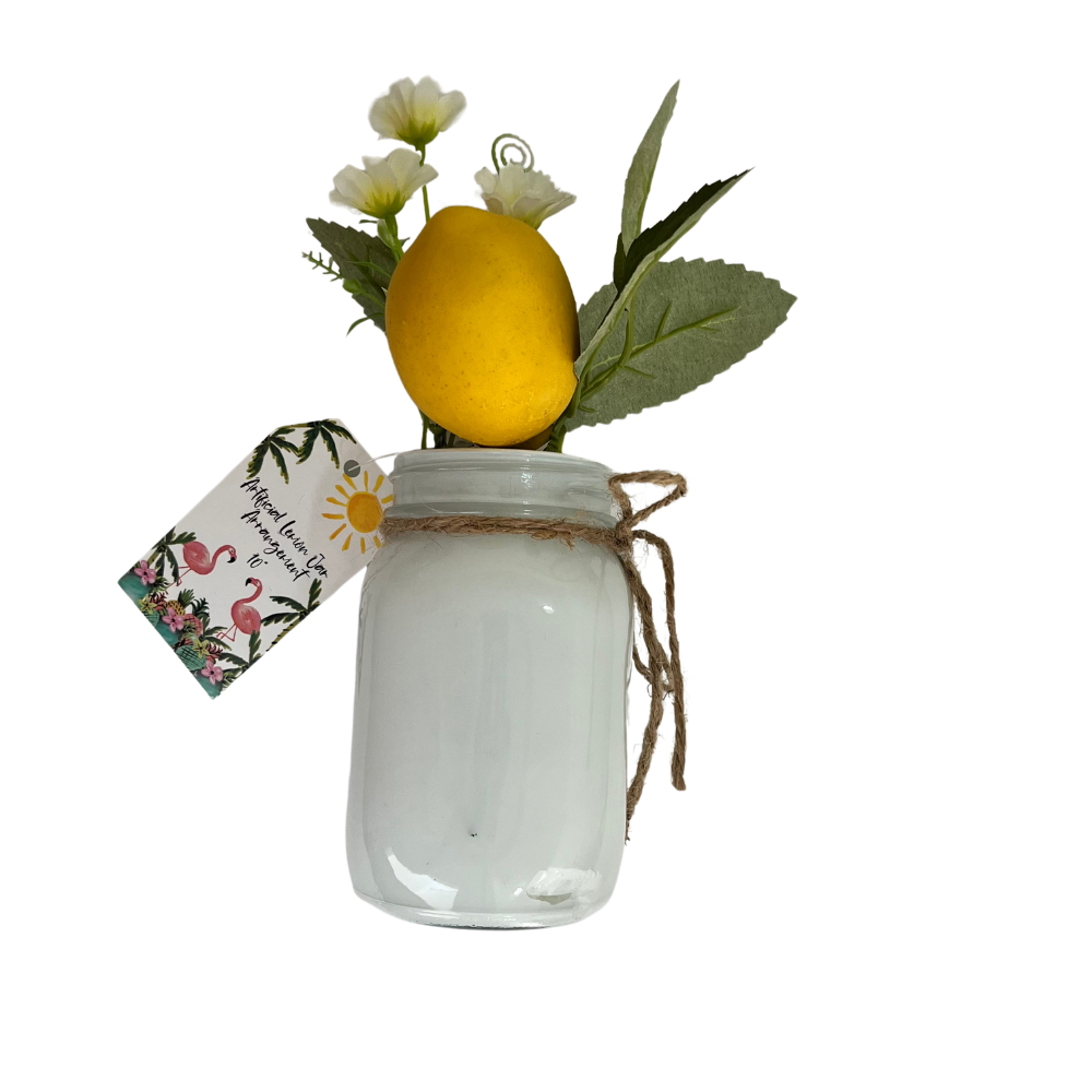 Maceta blanca con limones
