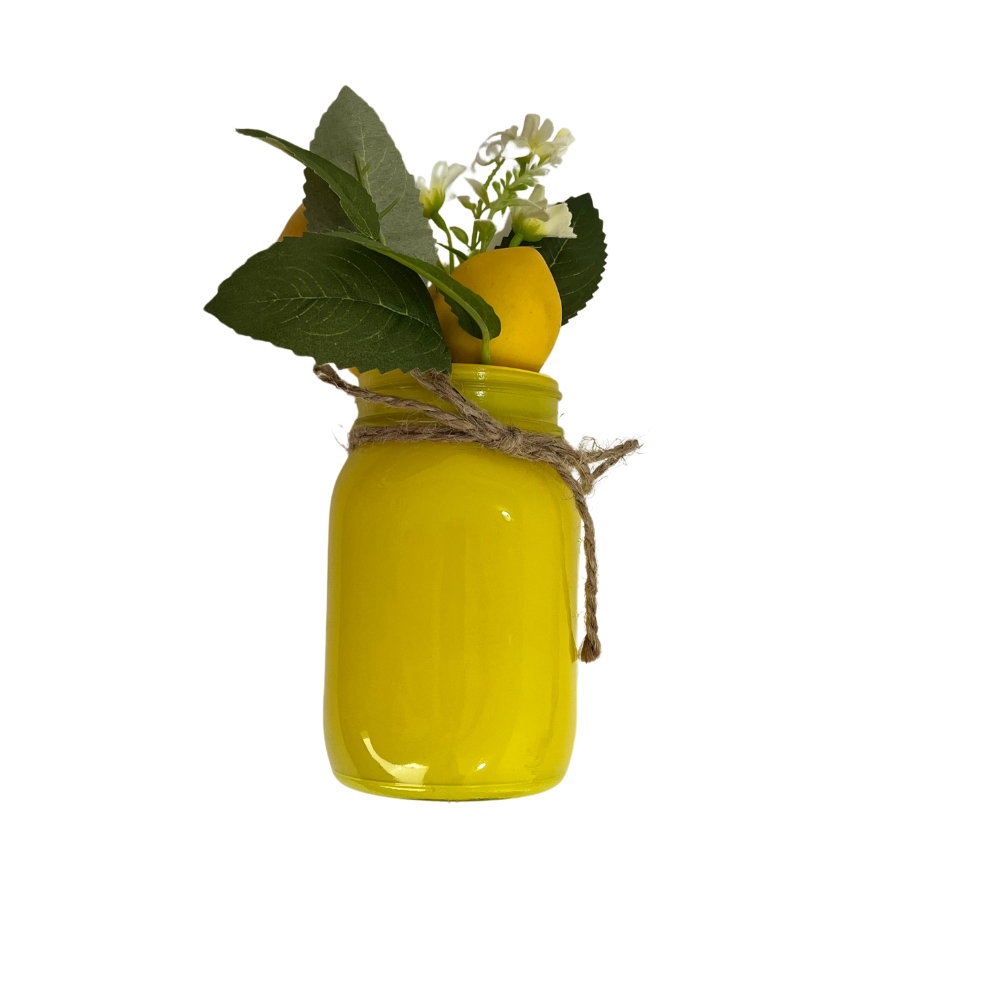 Maceta amarilla con limones