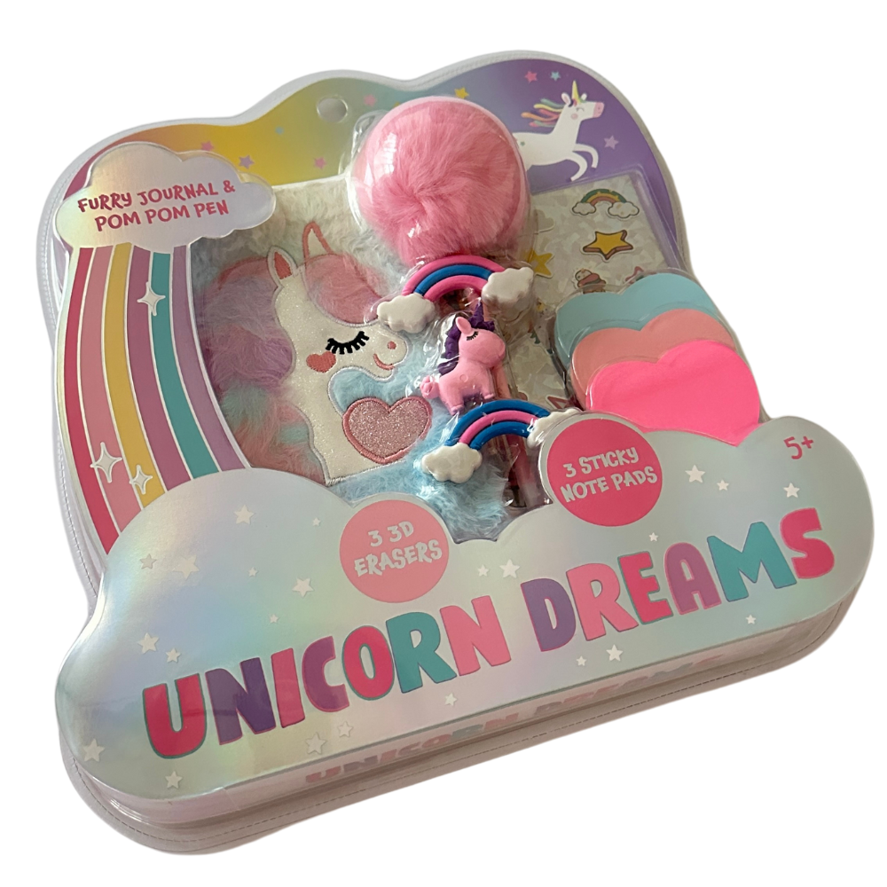 Set cuaderno, lapicero y post its - Unicornio