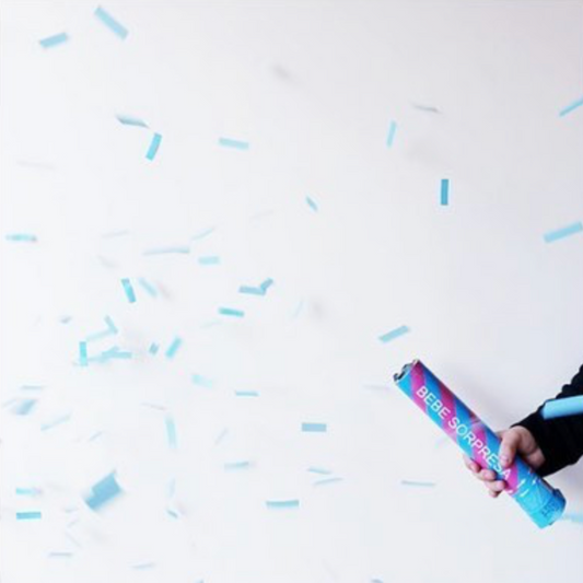 Tubo de confeti Gender Reveal - Celeste