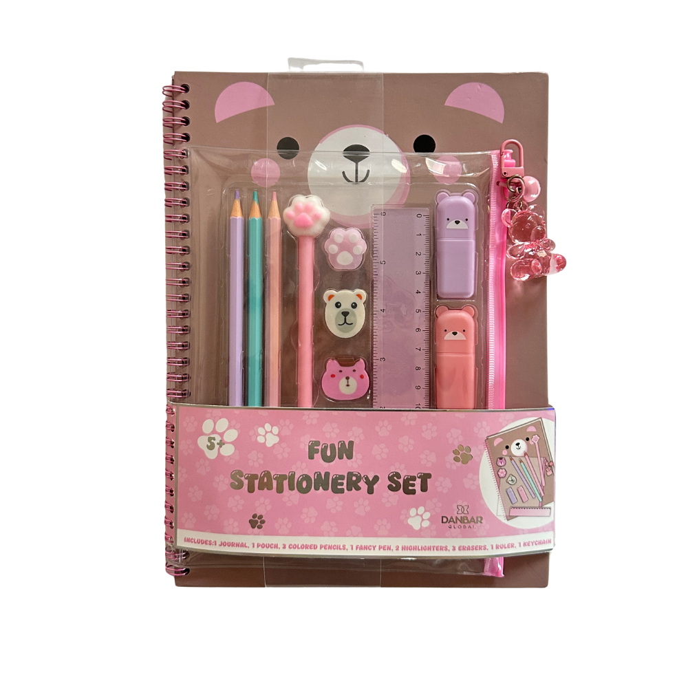 Cuaderno y estuche - oso café