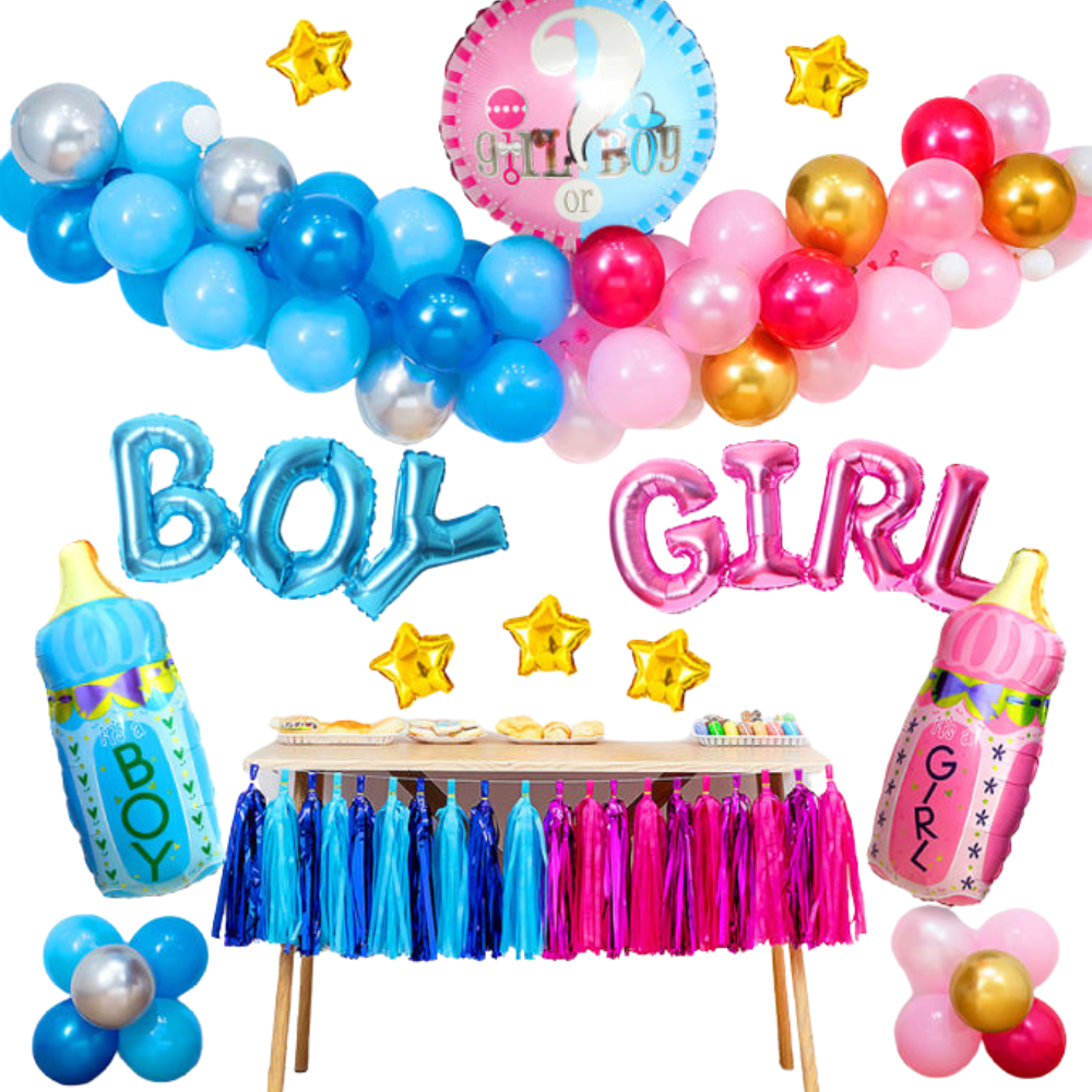 Kit decoración con globos Gender Reveal 66 piezas - Boy or Girl