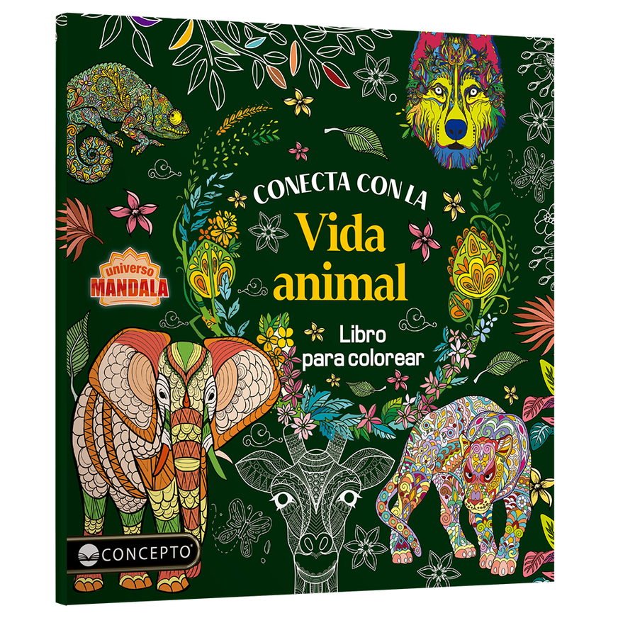 Conecta con la energía de los animales: Libro mandalas para colorear