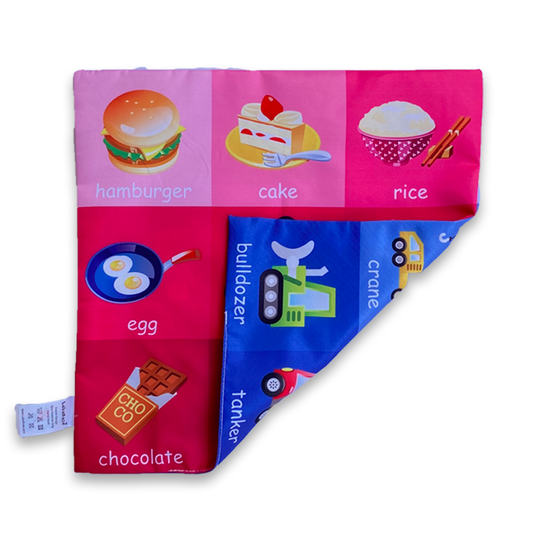 Hoja de tela - Contraste tonos rojo y azul