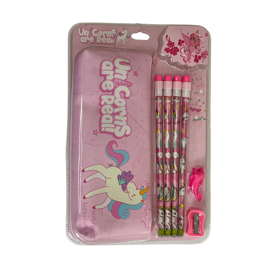 Estuche escolar con lapices - unicornio
