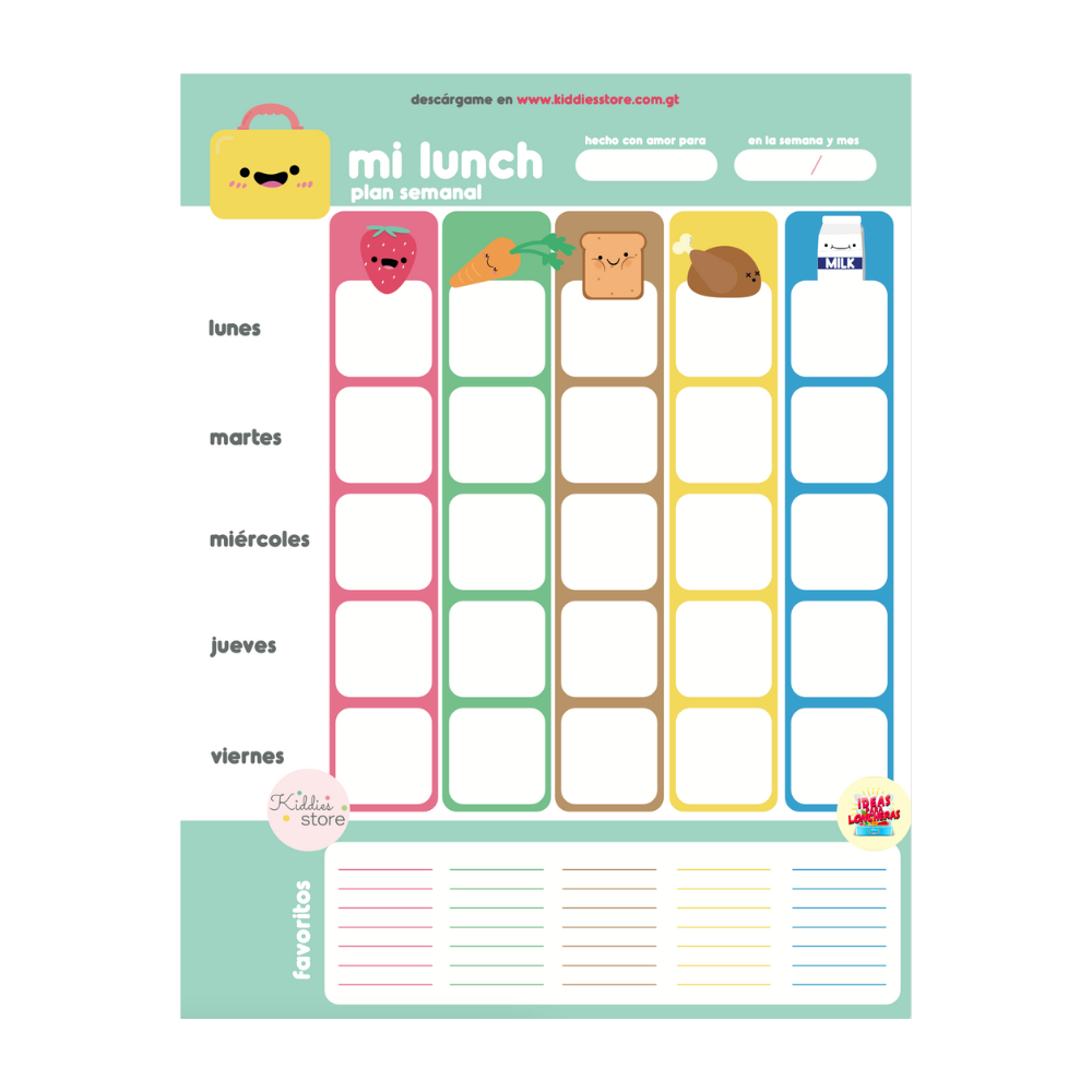 Printable - MiLunch planificador semanal de locheras