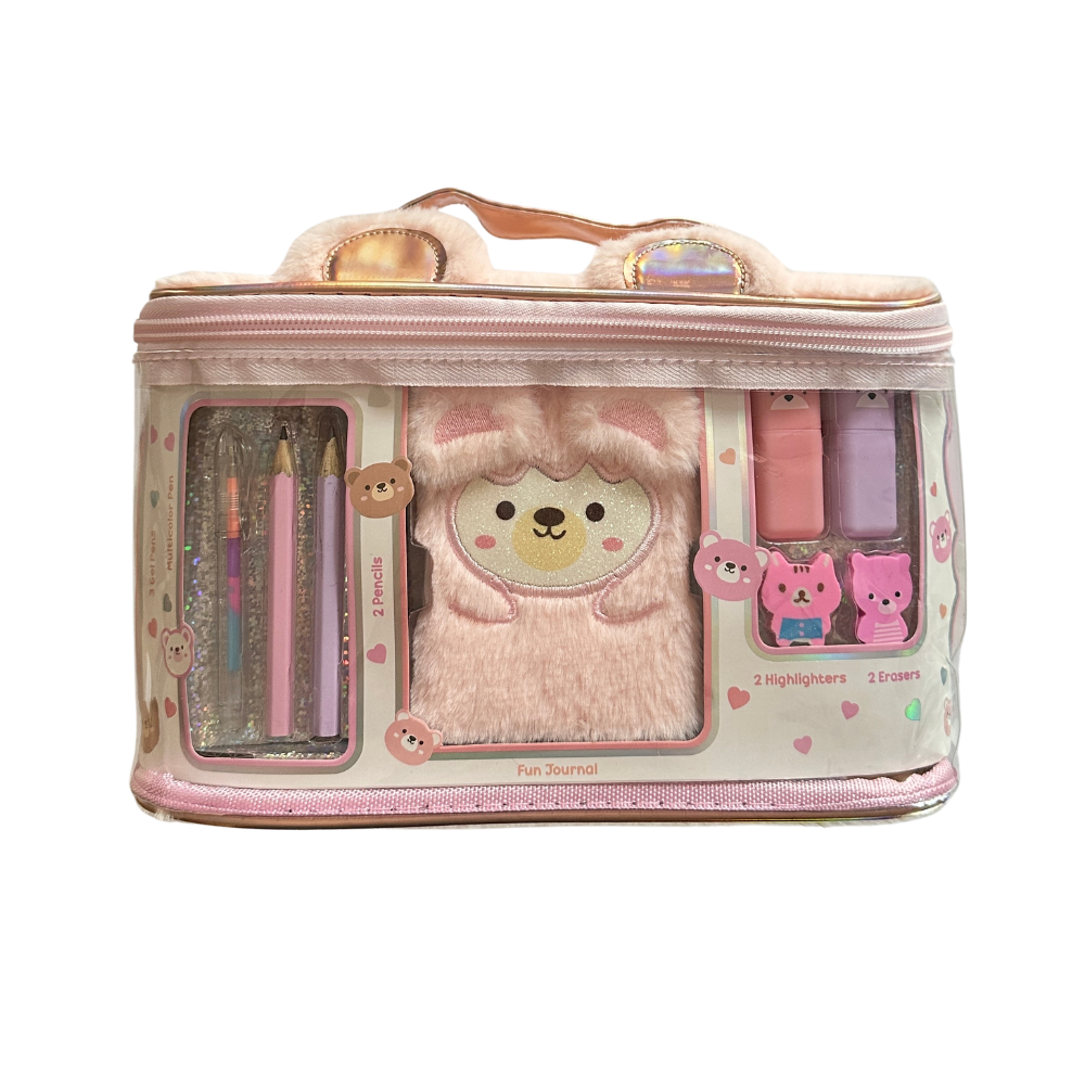 Bolsa escolar oso - mini cuaderno y accesorios