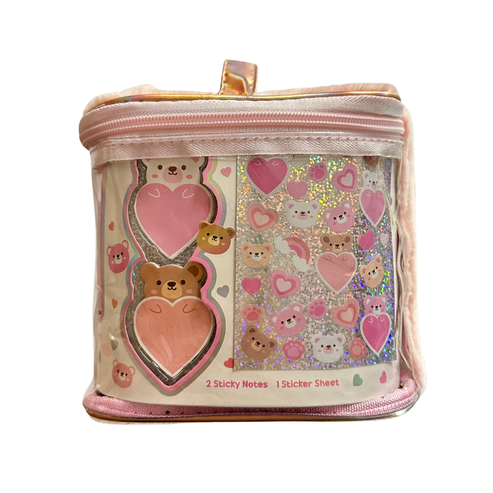 Bolsa escolar oso - mini cuaderno y accesorios