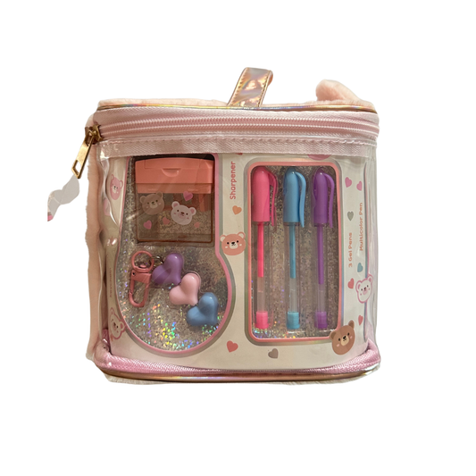 Bolsa escolar oso - mini cuaderno y accesorios