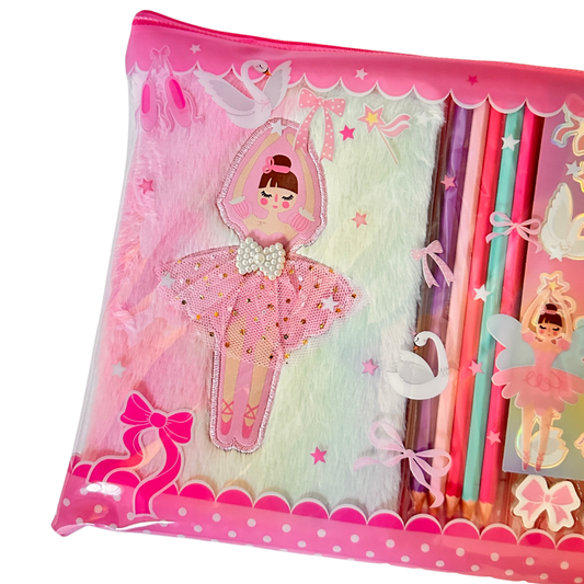 Estuche escolar bailarina - cuaderno y accesorios