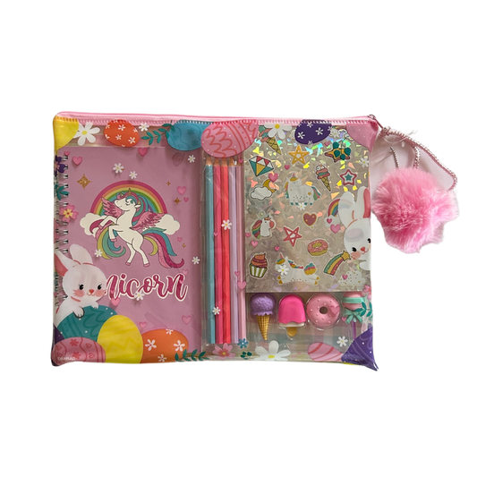 Estuche escolar unicornio - cuaderno y accesorios