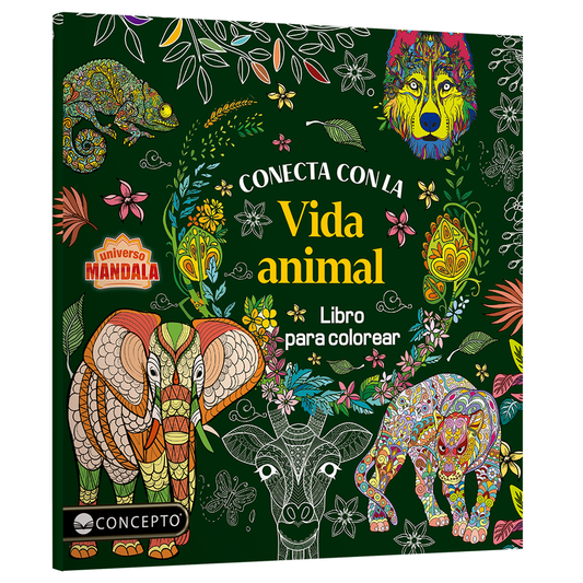 Conecta con la energía de los animales: Libro mandalas para colorear